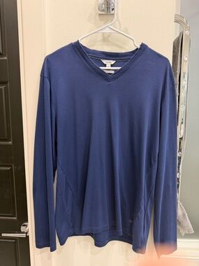 Calvin Klein Navy Blue V-Neck Long Sleeve Top
